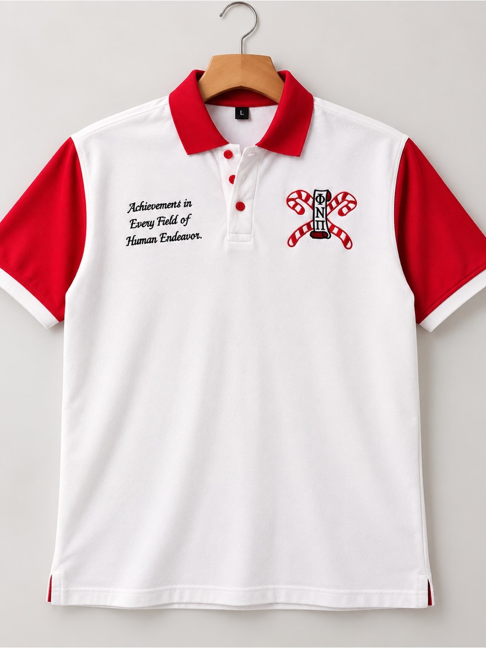 White Polo Shirt with Red Collar & Sleeve Panels